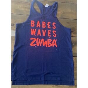 Men's Zumba Small Babes Waves Navy Tank Bright Graphic Size Suave Workout Gym Fi